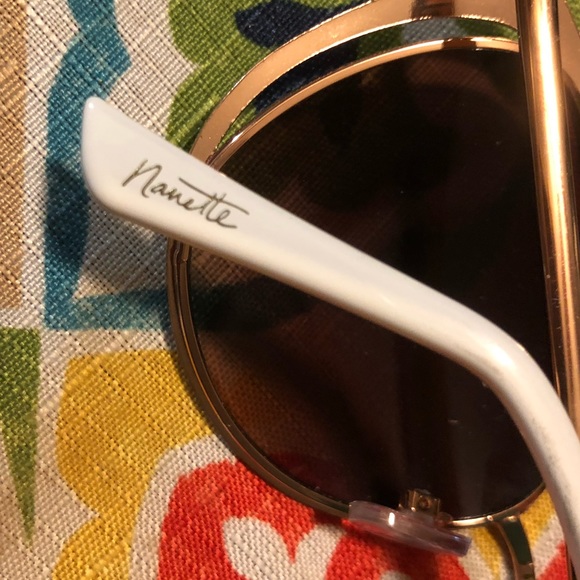 Nanette Lepore | White/Gold Cat Eye Sunglasses - Picture 6 of 6